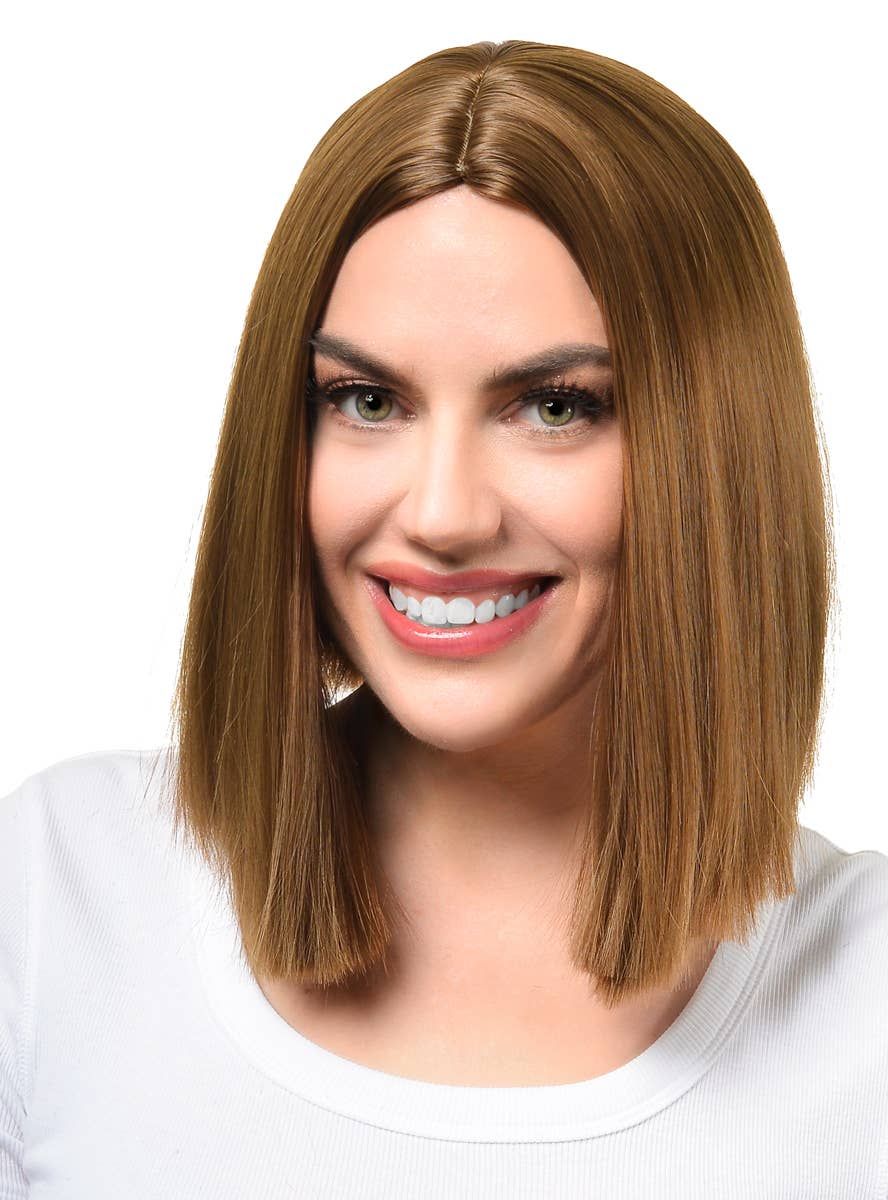 Natural Brown Womens Deluxe Heat Resistant Bob Costume Wig