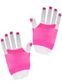 Short Neon Pink 1980s Fishnet Costume Gloves