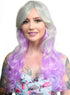 Ainsley Silver and Purple Long Wavy Womens Costume Wig