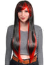 Ruby Extra Long Straight Black and Red Womens Costume Wig