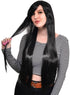 Morticia Womens Extra Long Straight Black Costume Wig
