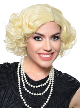 Deluxe 1920s Blonde Flapper Costume Wig with Skin Part