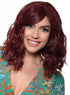 Deluxe Wavy Mid-Length Burgundy Fashion Wig with Skin Top
