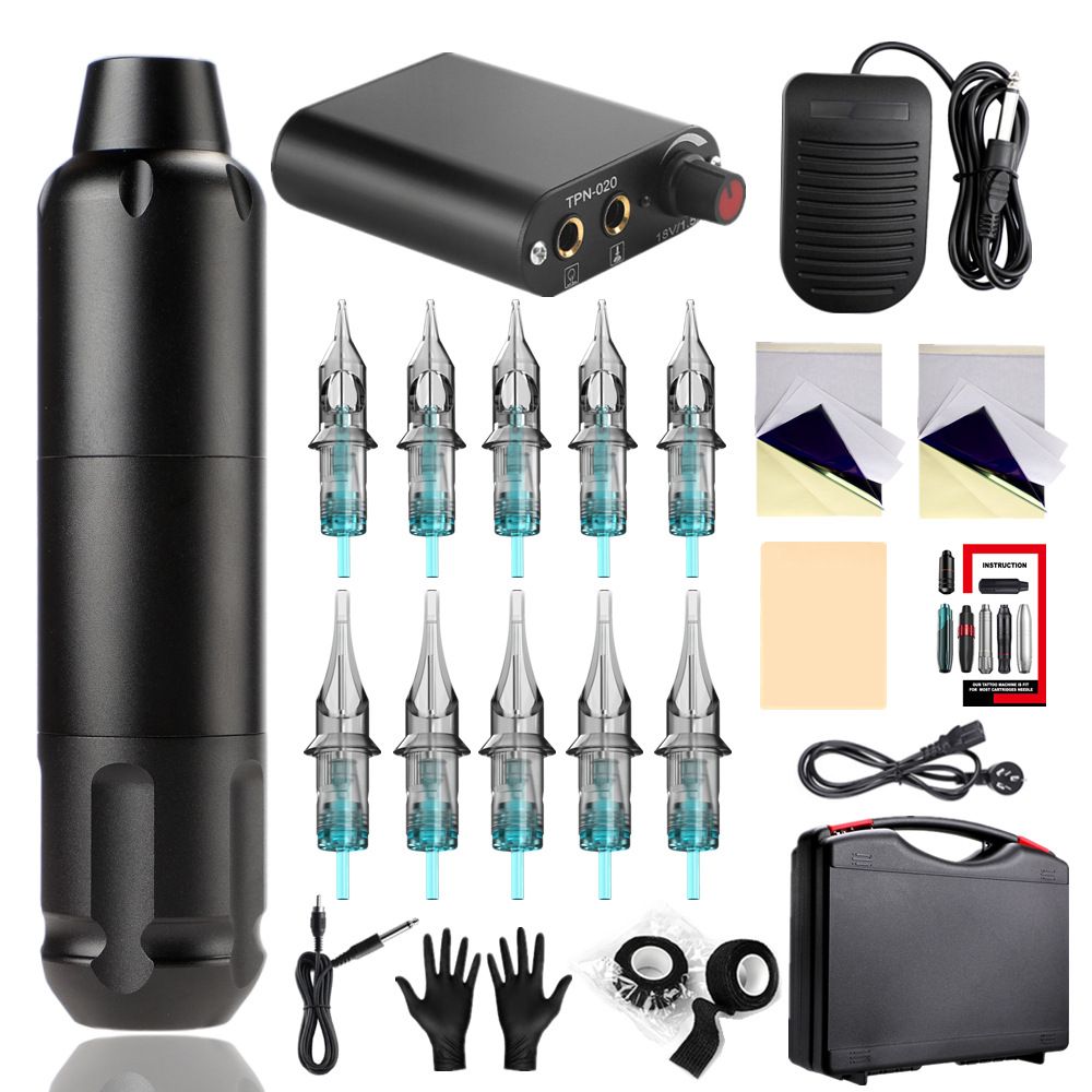 Wireless Tattoo Tattoo Kit Complete with 10pcs Tattoo Cartridge Needles Tattoo Battery Kit Tattoo Complete Wireless Tattoo Machine Kit