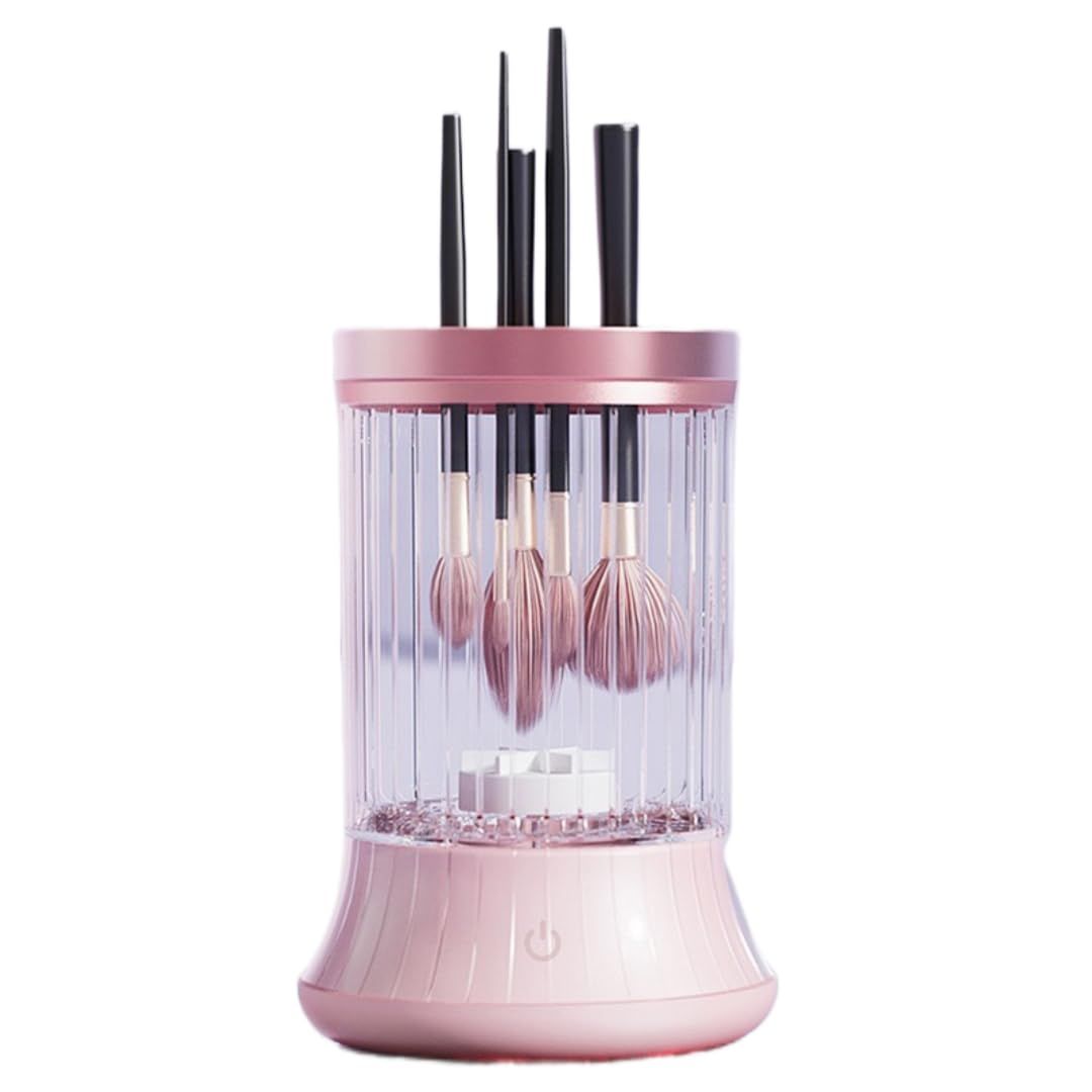 Electric Makeup Brush Cleaner, , Automatic Spinning Cosmetic Brush Cleaner One-Click Operation, Auto-Rotating Brush Cleaner for Any Makeup Brushes（USB）pink