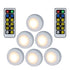 Closet Lights Battery Operated, Push Button, Tap, Press, LED with Remote Controll, Dimmable, Stick on Lights for Cabinet Counter Shelf (Six lights and two remote controls,Battery not included)