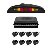 Car Reverse Parking Radar System with 8 Parking Sensors Distance Detection + LED Distance Display + Sound Warning (Black Color)