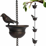 Mobile Birds Rain Chain for Gutters with Attached Hanger, Dark Bronze……Gutter Adapter, Perfect for Heavy Rain, Indoor/Outdoor Decoration