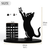 Cat Pen Holder for Desk Cute Black Cat Pencil Holder Metal Desk Accessories Organizer Makeup Brush Pen Cups for Office Home Decor Table Centerpiece Lover Gifts Wome