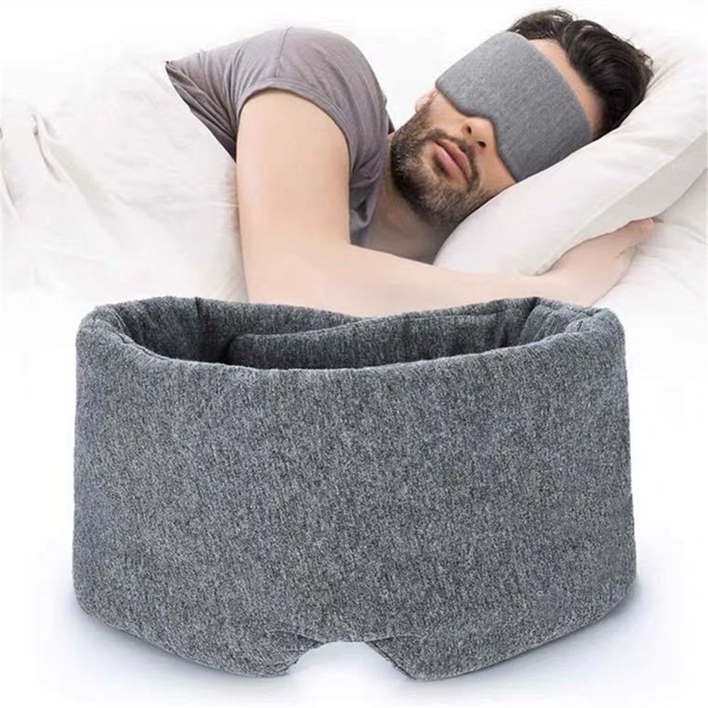 Cotton Sleep Eye Mask for Men - Upgrade Design Blackout Side Sleeper Eyes Cover for Night Sleeping, Large Size Wide Soft Travel Airplane Blindfold with Adjustable Velcro Strap for Work Nap