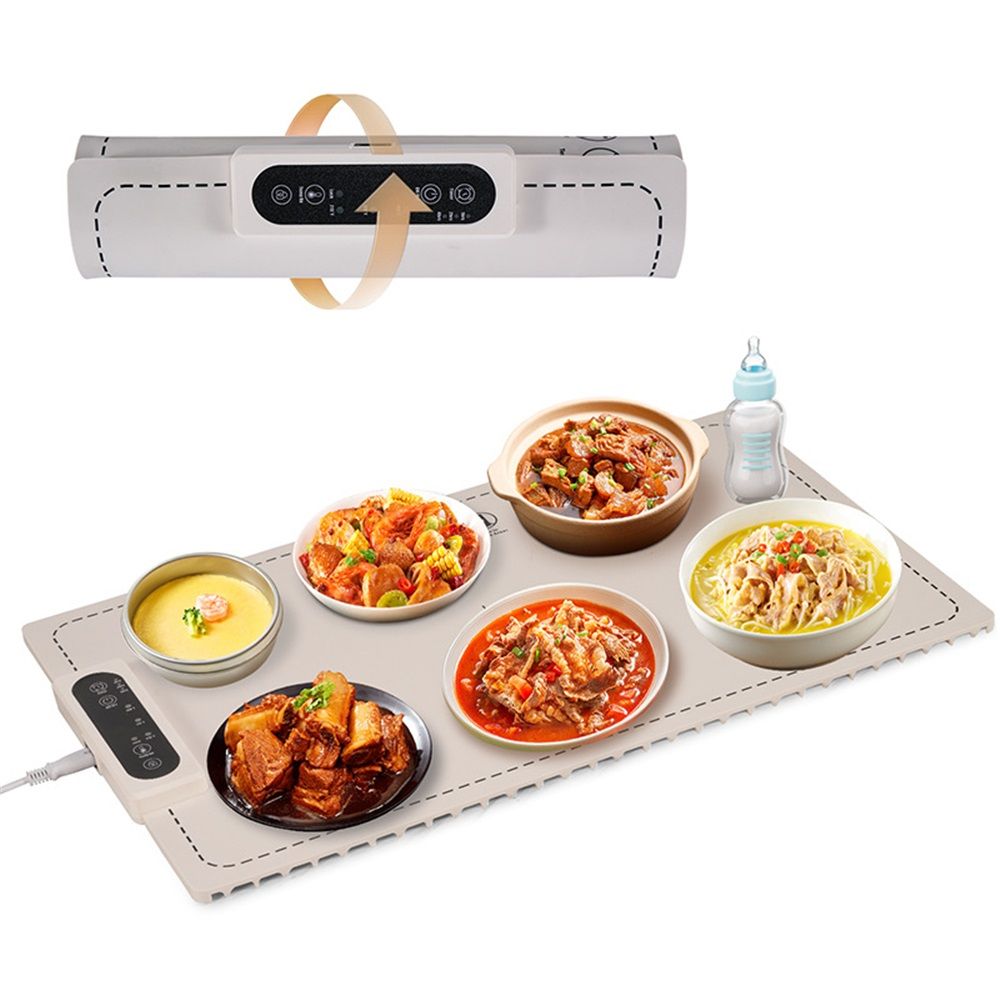 Warming Mat for Food - Electric Silicone Food Warming Tray for Buffet, Rollable Food Warmer Mat for Countertop, Fast Heating Mat with Timer and 3 Heat Levels