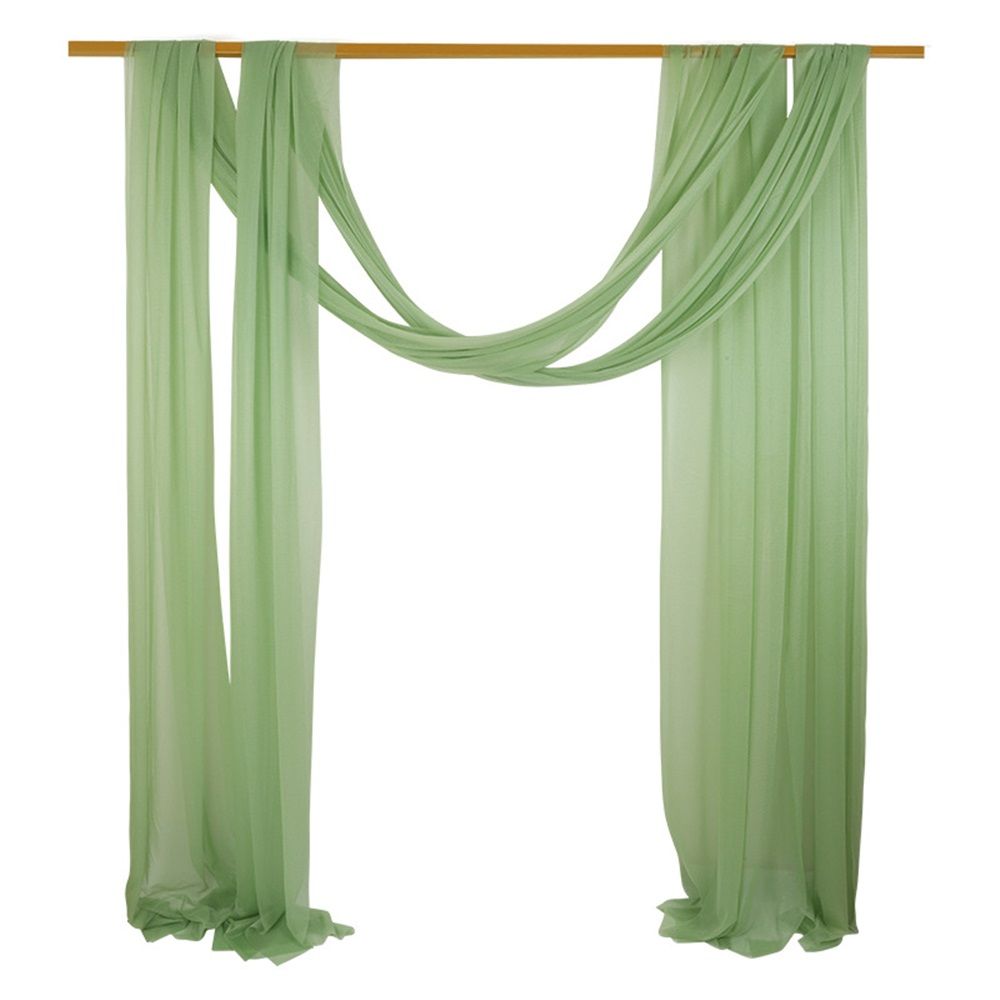 Green Sheer Wedding Arch Draping Fabric 75*300cm 2 Panels Outdoor Curtain Drapes Extra Long for Bridal Baby Shower Ceremony Birthday Party Decor