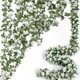 4Pcs Artificial Rose Vine Fake Flower Garland Fake Silk Rose Hanging Vine for Wedding Party Background Arch Garden Background Decoration (White)
