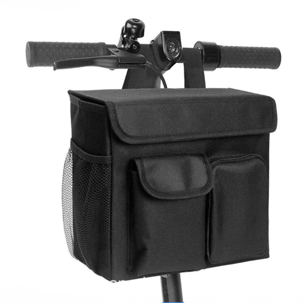 Electric Scooter Bag Wheelchair Bag, Scooter Storage Bag with 14-Inch Laptop Pocket and Cup Holders, Durable Basket for Scooter, Wheelchair and Bike, Mobility Scooter Accessories (Black)