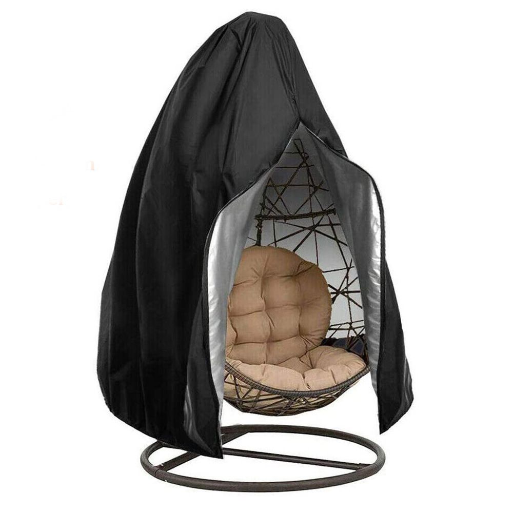 Patio Egg Chair Cover Waterproof Wicker Swing Egg Chair Cover with Zipper and Bottom Buckle Single Seat for Outdoor Furniture, Black, （115*190CM）