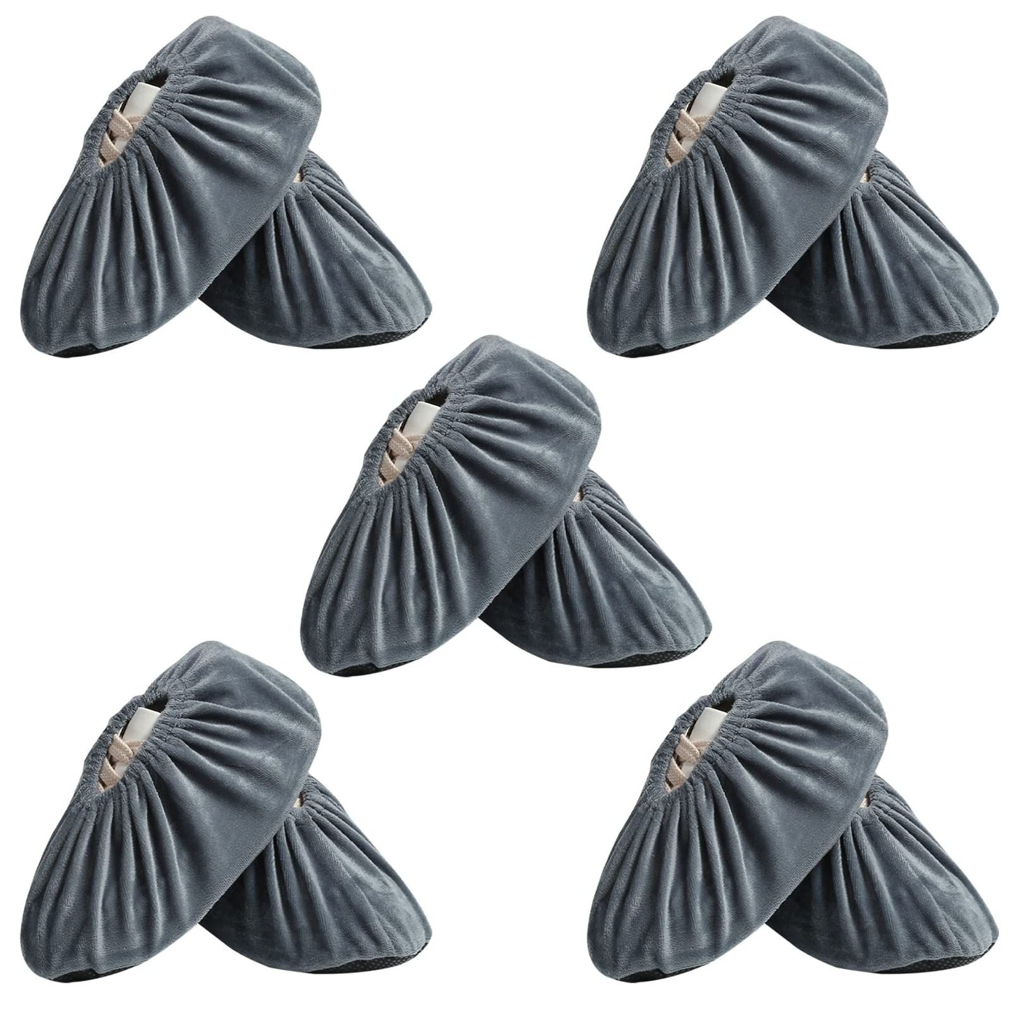 Shoe Covers, 5 Pairs Reusable Non Slip Shoe Protector Covers Washable Soft Shoe Cover for Household Office, Grey