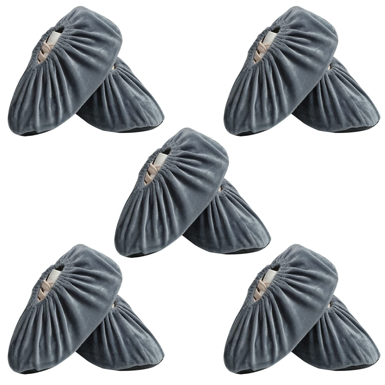 Shoe Covers, 5 Pairs Reusable Non Slip Shoe Protector Covers Washable Soft Shoe Cover for Household Office, Grey