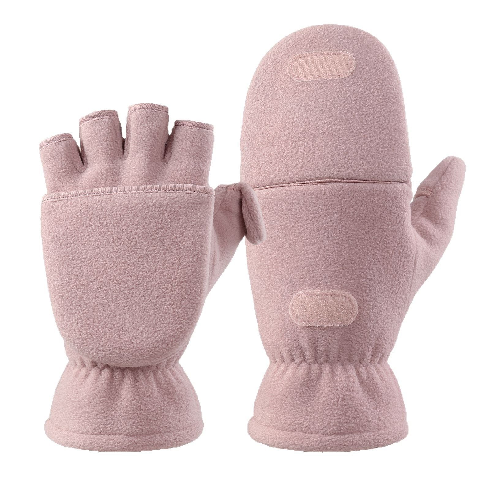 Winter Gloves Fingerless Convertible Mittens Thermal Polar Double layered thickened Insulated Lining Windproof Warm for Men Women（M）