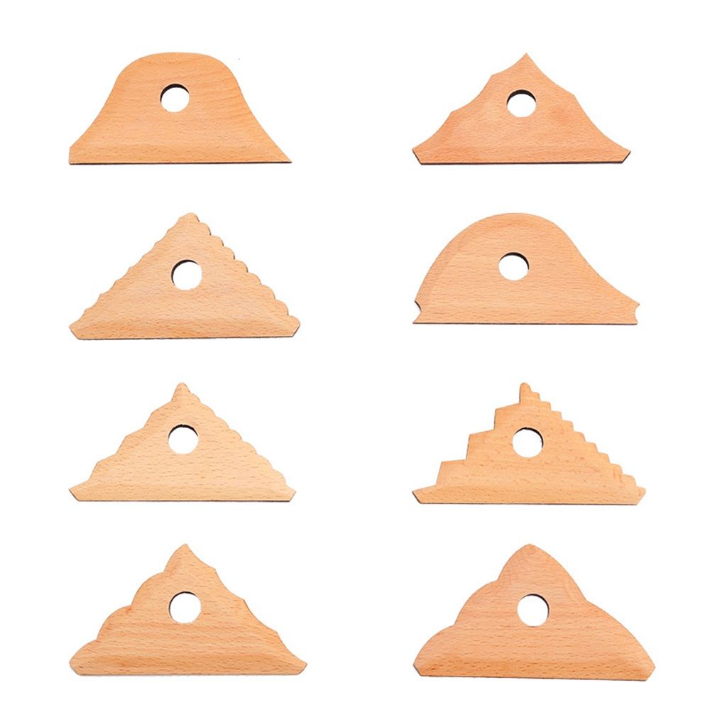 Triangle Pottery Ribs & Trimming Tools | Shaper Tools | 6 Clay Texture Ribs | Solid Beech Wood | 8-Pack