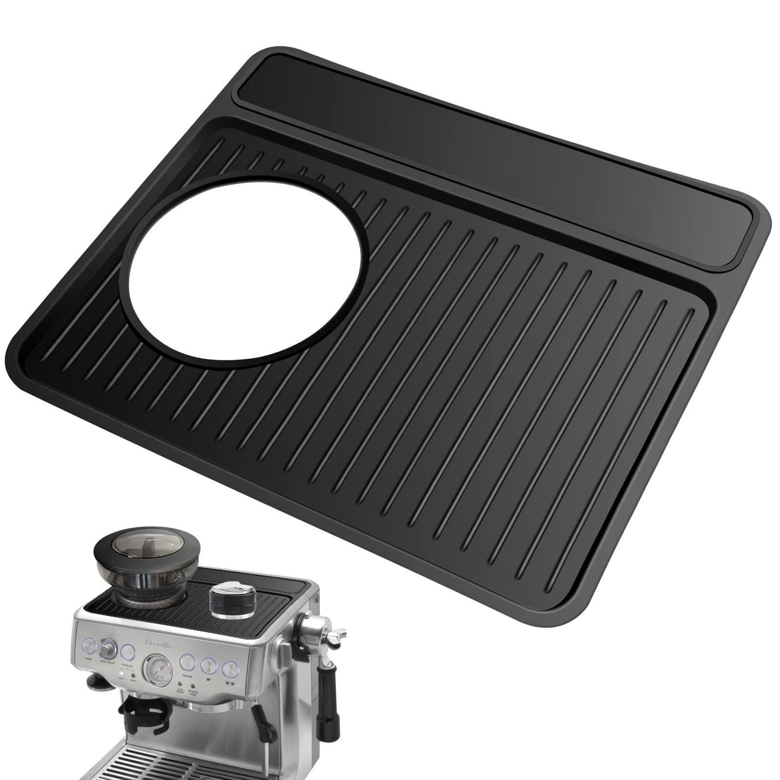 Tamping Mat Espresso Tamper Mat, Food Grade Silicone Non-Slip, Waterproof Heat Resistant, Espresso Tamping Station for Espresso Machine Barista Accessories (Black)