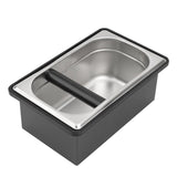 Espresso Knock Box,Stainless Steel Coffee Pucks Container, with Steel Holder and Noise Reduction Rubber Ring