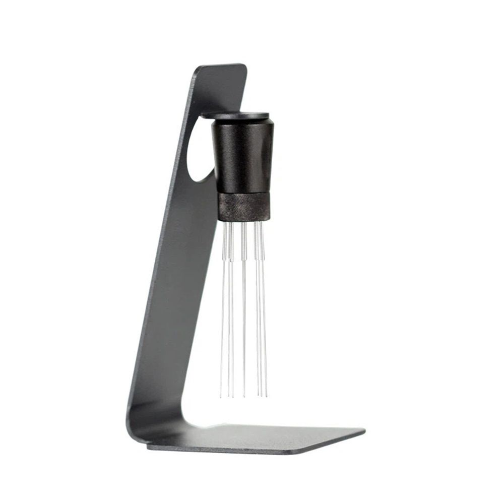 Magnetic Coffee Stirrer 0.4mm 7 Installed Pins + 0.25mm for Espresso Distribution Tool with Metal Stand for Barista Espresso (Black)