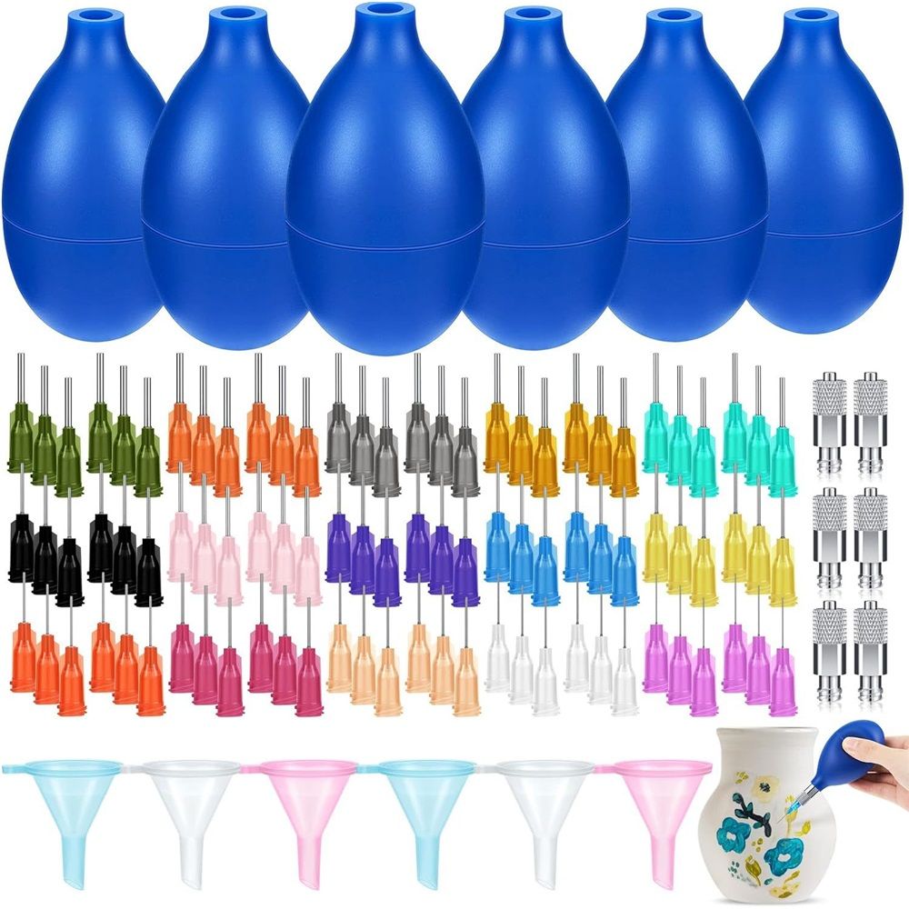 108 Pcs Pottery Tools Supplies Ceramic Precision Applicator, Precision Tips Applicator for Ceramic Bottles Glaze Clay Tools Set, Slip Trailing Pottery Glaze Squeeze Bottle
