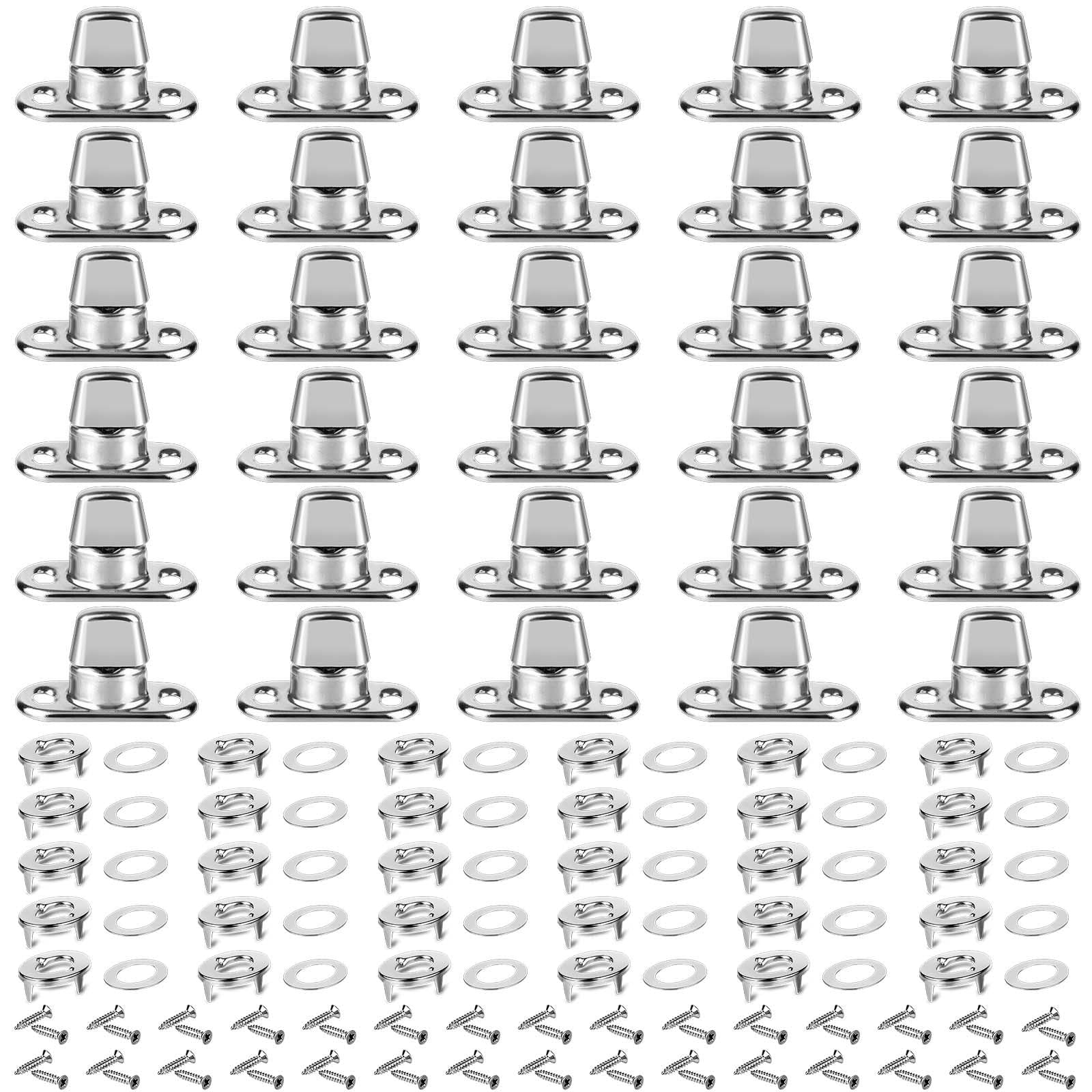 30 Piece Set Grade Twist Lock Fasteners Turn Button Eyelet and Stud, Mounting Screws for Canvas Marine Fastener Turn Buttons