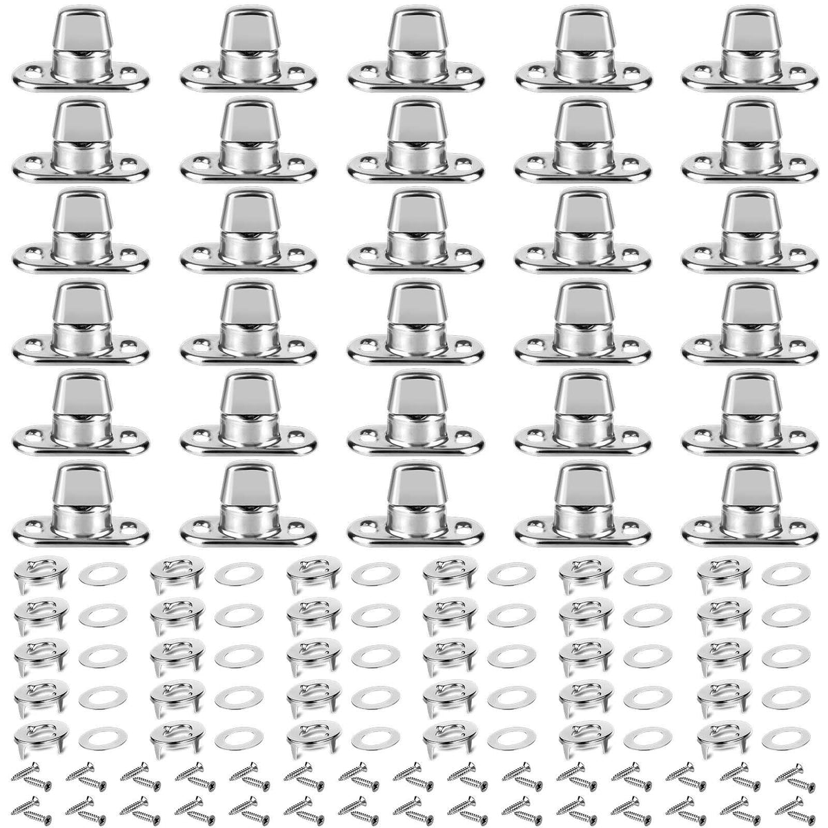 30 Piece Set Grade Twist Lock Fasteners Turn Button Eyelet and Stud, Mounting Screws for Canvas Marine Fastener Turn Buttons