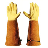 Long Gardening Gloves for Women Thorn Proof,Rose Pruning Cowhide Leather Garden Gloves for Cactus, Rose and Blackberry