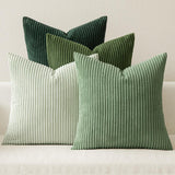 Boho Farmhouse Sage Green Throw Pillow Covers 18x18 Inch Set of 4 Mordern Nordic Cushion Covers Soft Corduroy Christmas Home Decor for Couch Bed Sofa Living Room Forest Green