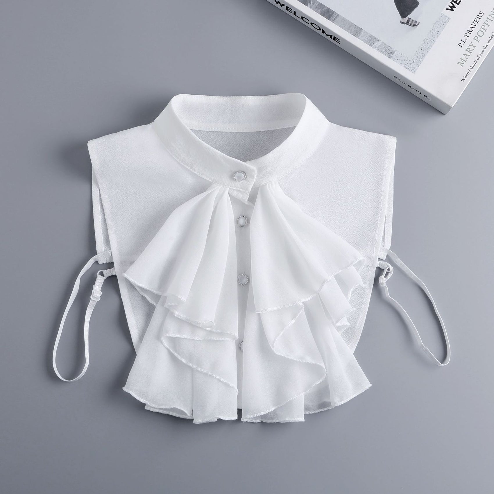 Women’s Ruffle Shirt Collar – Detachable Neck Ruffle Victorian Vintage Blouse Half Collar,Accessories for Women’s（white）
