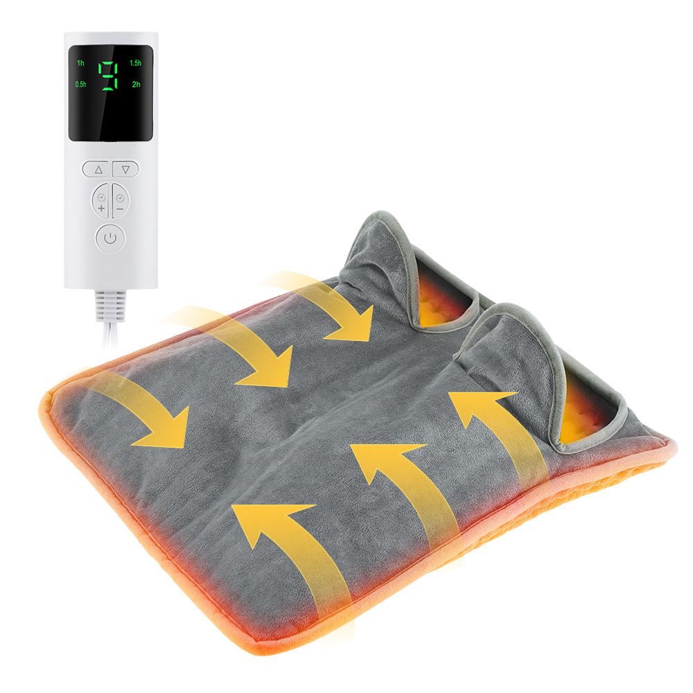 Electric Heated Foot Warmer for Men and Women, Feet Heating Pads Electric Feet Warmer with LCD Display & 9 Temperature Setting, Heated Foot Warmers for Under Desk, Office,Home (Grey)