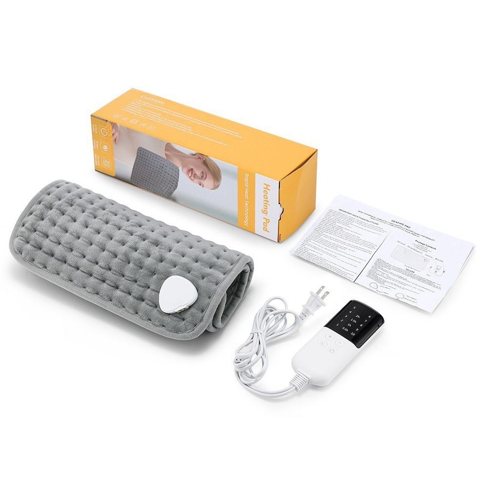 Heating Pad for Back Pain, 12''×24'' Heating Pad for Period Cramps Neck Shoulder Knee Leg with Heat Settings Auto Shut-Off and Rapid-Heating, Ideal Gift for Family and Friends, Gray