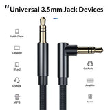 Instrument Cable 10 feet 2-Pack, Straight-to-Right Angle 3.5mm Male Stereo Audio Cord, Balanced Interconnect Line for Electric Guitar, Bass, Keyboard, Mixer, Amplifier, Speaker