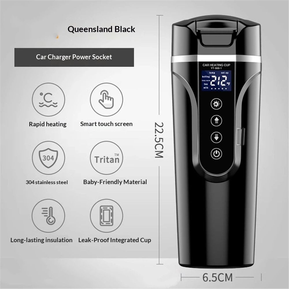 Car Electric Kettle for Travel :12V/24V Small Electric Water Kettle, Multi-Temp Control 500 mL Portable Car Water Boiler for Brewing Coffee Tea,LCD Display 304 Stainless Steel Truck Heating Cup