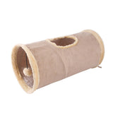 Collapsible Cat Tunnel Pet Play Tube Crinkle Tunnel with Cat Toys，Ball for Small to Medium Cats, Kittens, Rabbits, Ferrets（khaki）