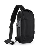 Oxford Sling Bag Backpack Crossbody Chest Pack for Men Women Travel Outdoor Sports Tactical Walking Hiking Climbing Anti-Theft Lockable Shoulder Daypack Black
