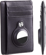 Slim Minimalist Front Pocket Air Tag Wallet, RFID Blocking Card Holder Wallet with Airtag Holder Anti theft card swiping bag (Small lychee pattern)