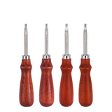 Leather Edge Bevelers, 4pc High Carbon Steel Edge Skiving Set, Wood Hand Edge Bevelers, Leather Craft Keen Edge Cutting for Beveling (0.8mm+1mm+1.2mm+1.4mm)
