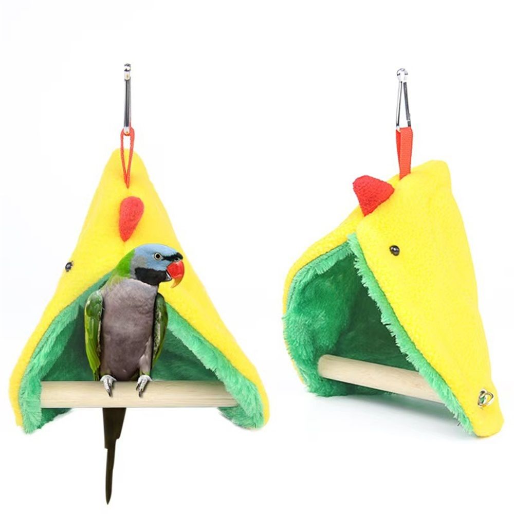 2 pack Winter Warm Bird Hammock Tent Parrots Hanging Nest Shed Hut, Small Birds Soft Plush Sleeping Bed Hideaway Cave for Parakeets , Birdcage Perch Stand Swing Toy