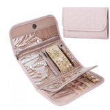 Travel Jewelry Case Organizer, Medium Foldable Storage Roll for Earrings, Necklaces, Rings, Bracelets, Brooches, pink（Excluding jewelry）