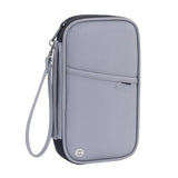 Travel Passport Wallet, Family Passport Holder, Trip Document Organizer, Cover Lightweight Portable Document Organizer with Wrist Strap (Grey)