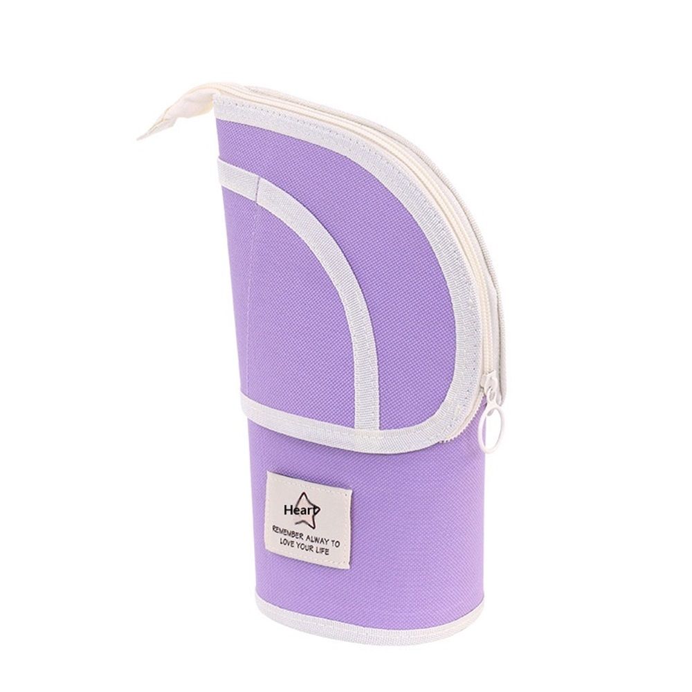 2 in 1 Standing Pencil Case Telescopic Pen Holder Stationery Pouch Organizer Box Large Storage Bag for Office Women (Purple,There is only one stationery bag)