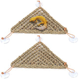 Reptile Hammock Corner Triangle 2 PCS,Natural Seagrass Fiber,Bearded Dragon Tank Accessories Habitat Decor for Lizard,Iguanas,Chameleon and Hermit Crabs