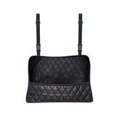 Car Net Pocket Handbag Holder Between Seats, Luxury Quilted Purse Car Organizer With 2 Extra Pockets For Storage, Black