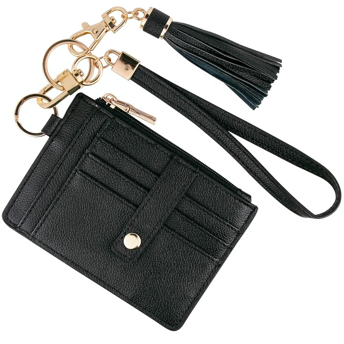 2 pack Small Wristlet Wallets for Women Credit Card Holder Wallet Keychain Wristlet Wallet Credit Card Wallets for Women (Black)