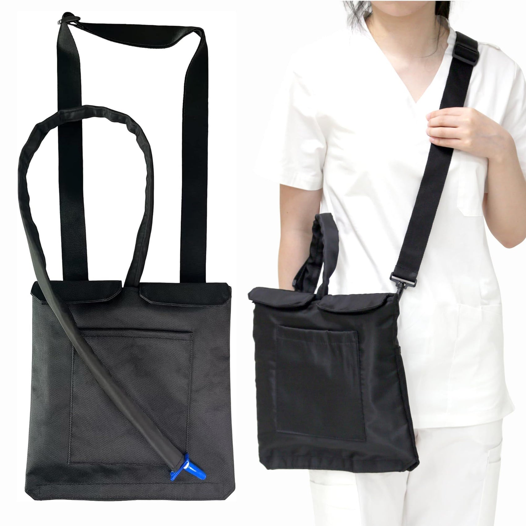 Urine Drainage Bag Holder with Update Catheter Pipe Cover and Adjustable Shoulder Straps, Catheter Bag Covers Front and Back with Catheter Bags - Crossbody or Hangs (Black，noiy bag)