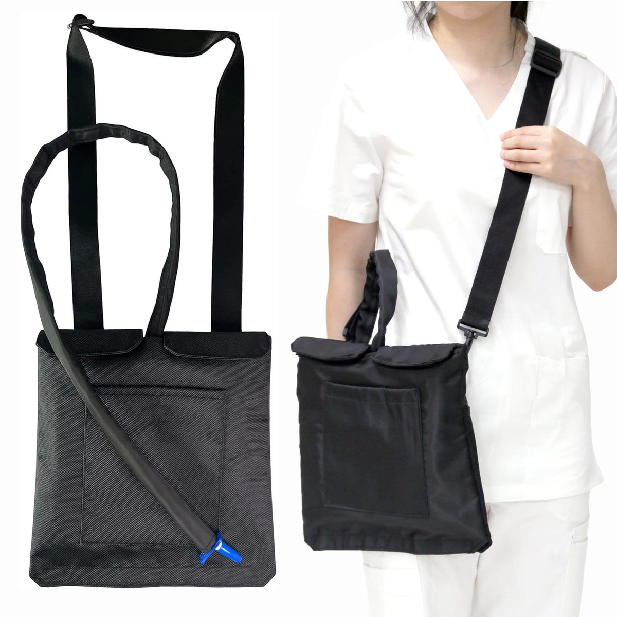 Urine Drainage Bag Holder with Update Catheter Pipe Cover and Adjustable Shoulder Straps, Catheter Bag Covers Front and Back with Catheter Bags - Crossbody or Hangs (Black，noiy bag)