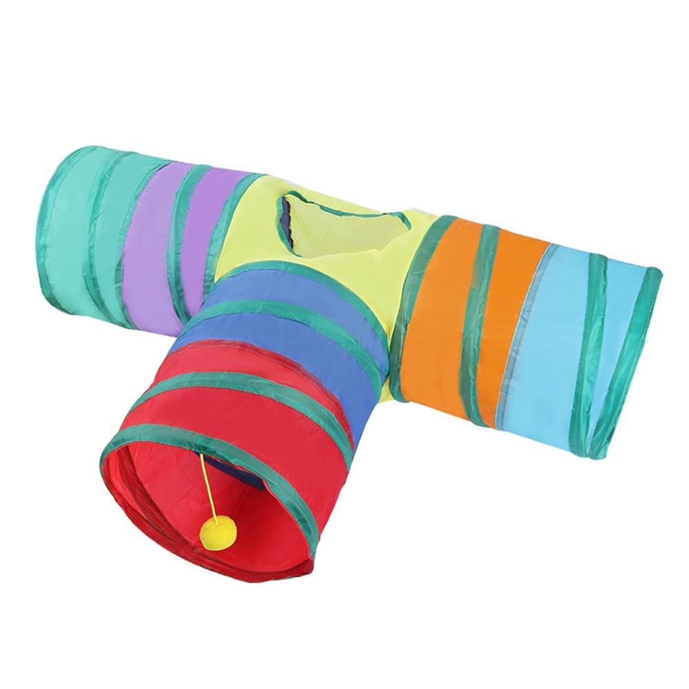 Rainbow Cats Tunnels with Interactive Ball Indoors Kitty Play Tunnel for Indoor Outdoor, Cat Tunnel Large Cat Toy Kitten Kitty Rabbt (3 Way)